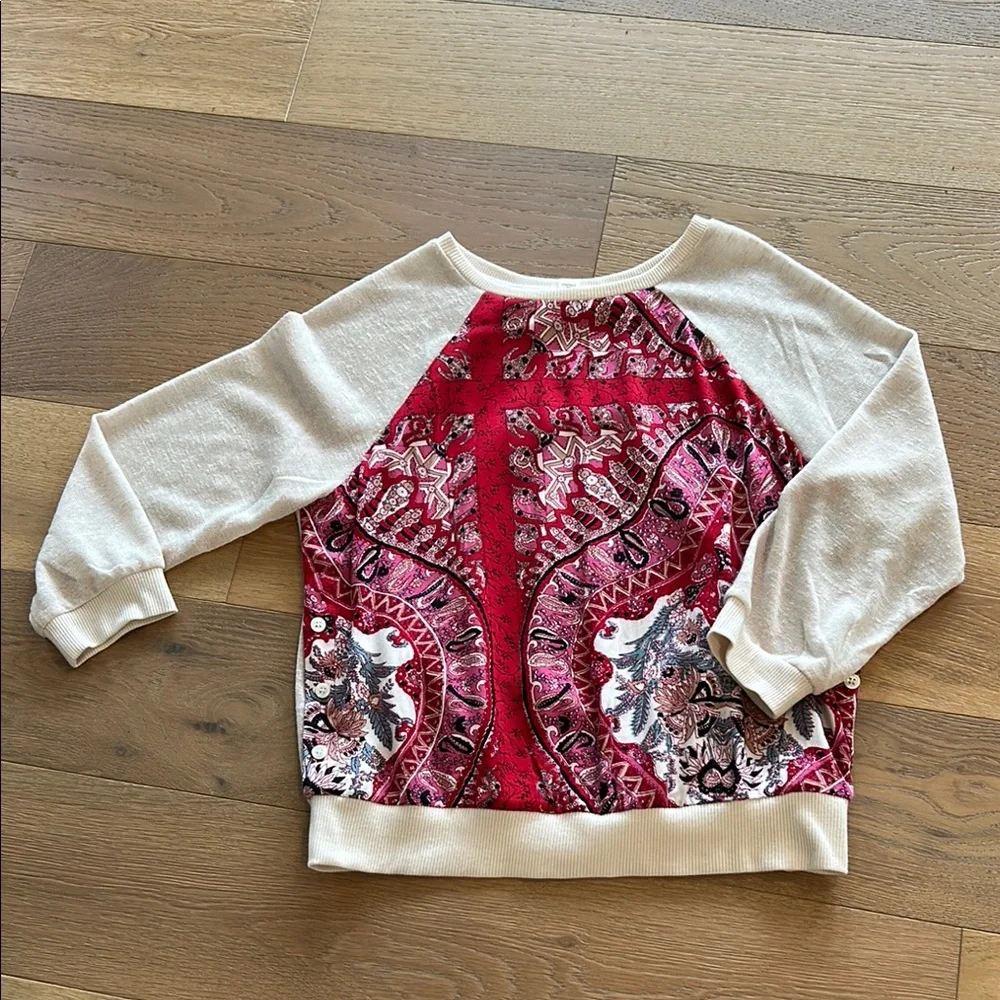 Patterned Raglan Sleeve Sweatshirt - Picture 1 of 4